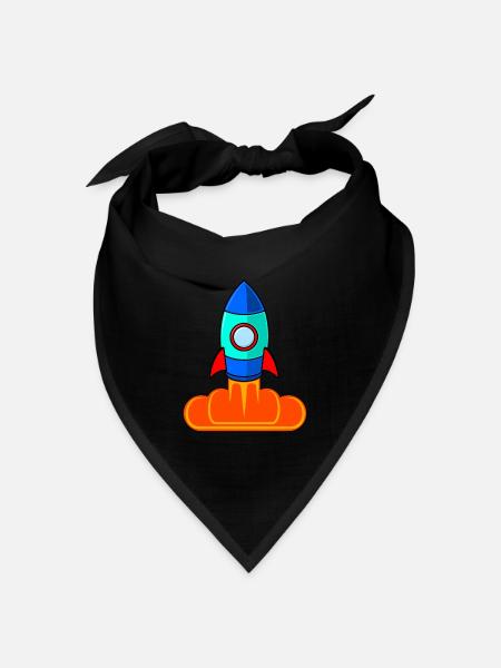 Weltraum Rakete Raketenstart Kinder - Bandana Dreieckstuch - Schwarz