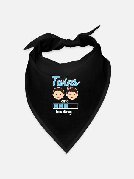 Zwillinge schwanger mit Zwillingen Junge Mädchen - Bandana Dreieckstuch - Schwarz