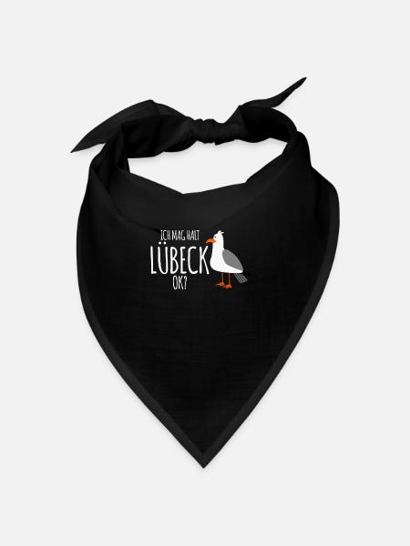 Ich mag Lübeck - Bandana Dreieckstuch - Schwarz