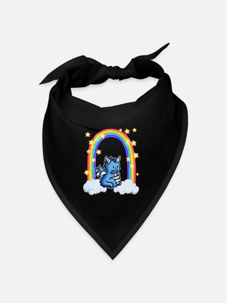 Drache Regenbogen Wolke Sterne - Bandana Dreieckstuch - Schwarz