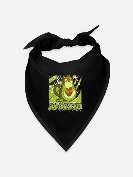 Avocato Mix aus Avocado und Katze für Vegetarier - Bandana Dreieckstuch - Schwarz