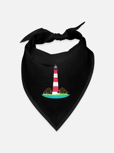 Leuchtturm Westerheversand, ohne Text, Nordsee - Bandana Dreieckstuch - Schwarz