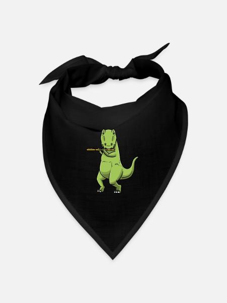 T-Rex Dinosaurier Querflöte Musiker Orchester - Bandana Dreieckstuch - Schwarz