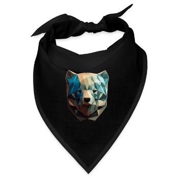 Niedliche Bärengesicht Polygon niedrige Polybären - Bandana Dreieckstuch - Schwarz - Vorne