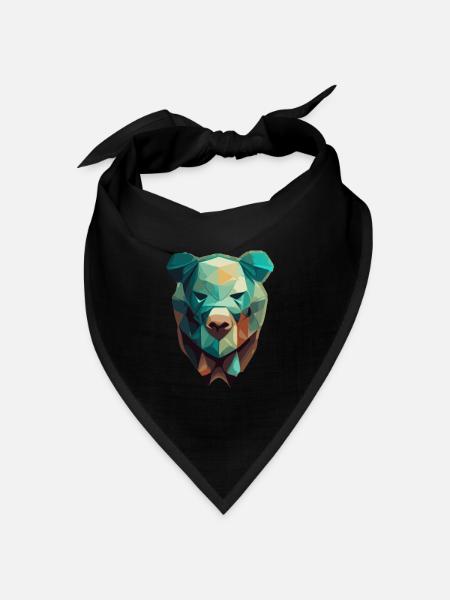 Niedliche Bärengesicht Polygon niedrige Polybären - Bandana Dreieckstuch - Schwarz