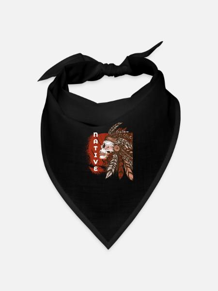 Indianer Indianer Schädel Kopfschmuck - Bandana Dreieckstuch - Schwarz