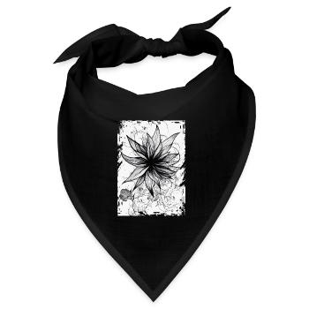 Himmlische Blumenblumenleitungskunst Illustration - Bandana Dreieckstuch - Schwarz - Vorne