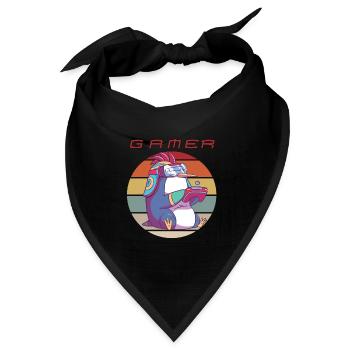 Funny Video Games Retro Console Games Penguin Game - Bandana Dreieckstuch - Schwarz - Vorne
