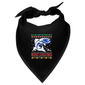 Merry Fishmas Ugly Christmas Fisch - Bandana Dreieckstuch - Schwarz - Vorne