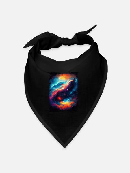 Space Galaxy Aquarell Nebel Muster - Bandana Dreieckstuch - Schwarz