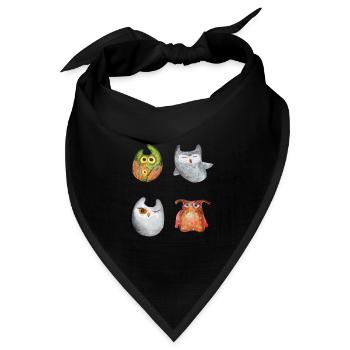 Eule Uhu Tier Waldtier Steinkauz Schleiereulen Fun - Bandana Dreieckstuch - Schwarz - Vorne