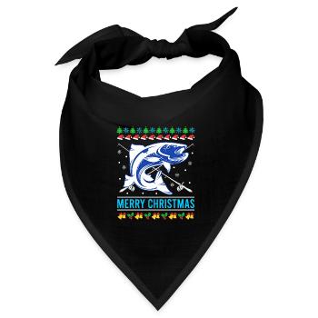 Merry Fishmas Ugly Christmas Fisch - Bandana Dreieckstuch - Schwarz - Vorne