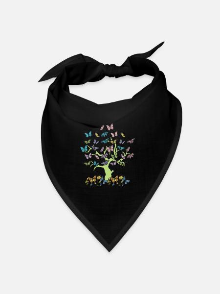 Bunte Schmetterlinge Wald Natur Bäume Bewahrung - Bandana Dreieckstuch - Schwarz
