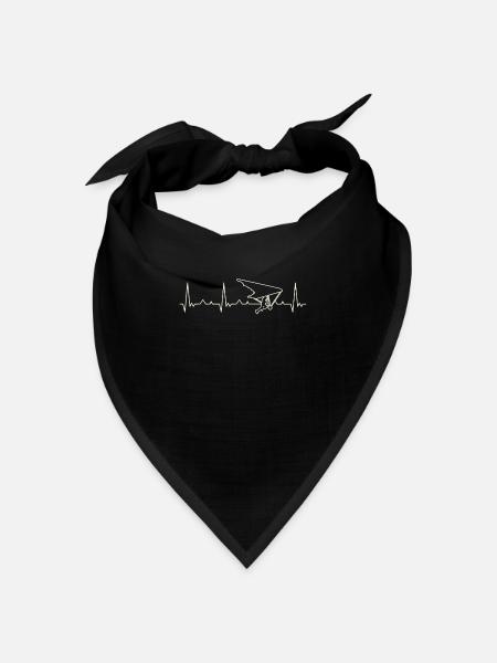 Drachenfliegen. Herz. Liebe. Ekg. Impuls. - Bandana Dreieckstuch - Schwarz