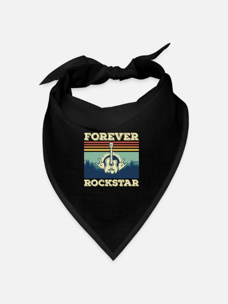 Gitarre Retro Gitarrist Rockgitarre Musiker Sänger - Bandana Dreieckstuch - Schwarz