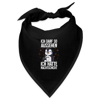 Ich Hatte Nachtschicht Kaffee Pinguin - Bandana Dreieckstuch - Schwarz - Vorne