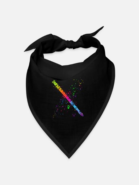 Flöte, Flöte spielen, - Bandana Dreieckstuch - Schwarz