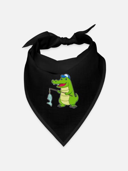 Krokodil Angler Fisch Angeln - Bandana Dreieckstuch - Schwarz