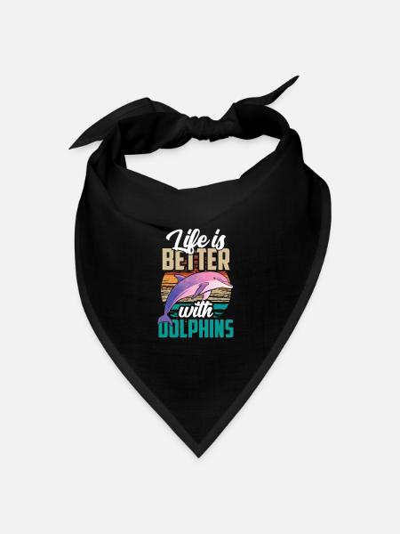 Das Leben Ist Besser Mit Delfinen Delfin Delfine - Bandana Dreieckstuch - Schwarz