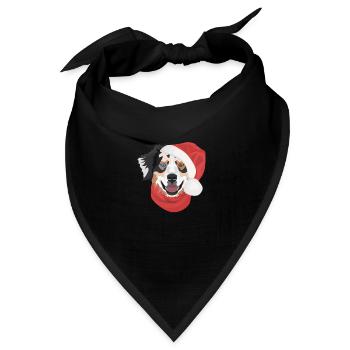 Australian Shepherd Frohe Weihnachten - Bandana Dreieckstuch - Schwarz - Vorne