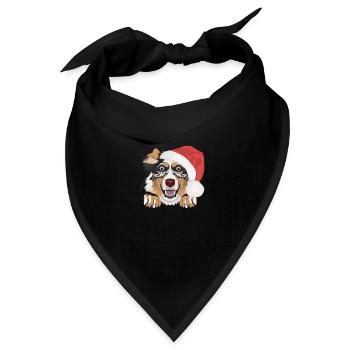 Australian Shepherd Frohe Weihnachten - Bandana Dreieckstuch - Schwarz - Vorne