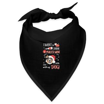 Australian Shepherd Glühwein Weihnachten - Bandana Dreieckstuch - Schwarz - Vorne