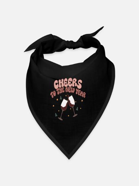 Cheers New Year Silvester Neujahr Weihnachten - Bandana Dreieckstuch - Schwarz
