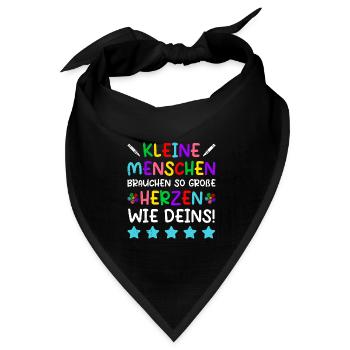 Kleine Menschen brauchen große Herzen Kindergarten - Bandana Dreieckstuch - Schwarz - Vorne