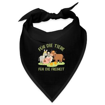 Für die Tiere Für die Freiheit - Bandana Dreieckstuch - Schwarz - Vorne