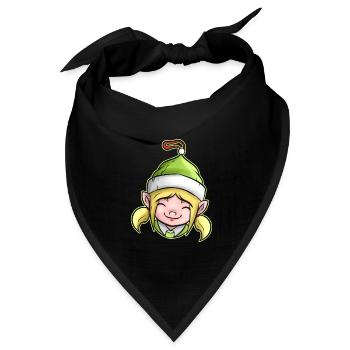 Kawaii Xmas Christmas Tree Ball Globe Female Elf - Bandana Dreieckstuch - Schwarz - Vorne