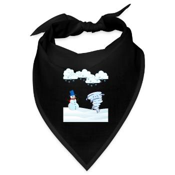 niedlicher Winterschneemann und Wind - Bandana Dreieckstuch - Schwarz - Vorne
