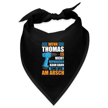Thomas Vorname Name Geburtstag Reparieren - Bandana Dreieckstuch - Schwarz - Vorne