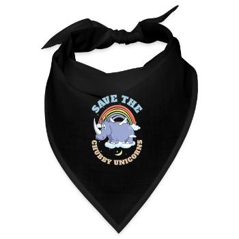 Save The Chubby Unicorns Cute Rhinoceros - Bandana Dreieckstuch - Schwarz - Vorne