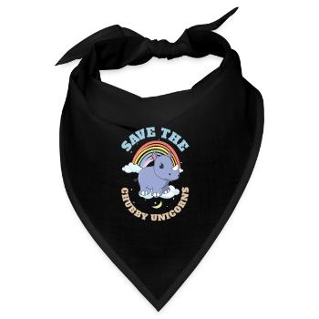 Save The Chubby Unicorns Cute Rhinoceros - Bandana Dreieckstuch - Schwarz - Vorne