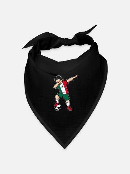 Dabbing Fußballspieler Junge Mexiko Fußball - Bandana Dreieckstuch - Schwarz