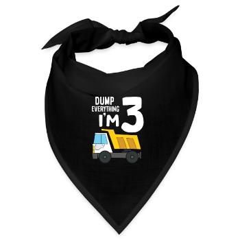 Dump Truck 3rd Birthday Dump Everything I'm 3 - Bandana Dreieckstuch - Schwarz - Vorne