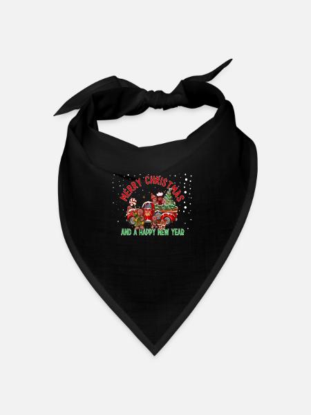Merry Christmas Happy New Year Gingerbread man - Bandana Dreieckstuch - Schwarz