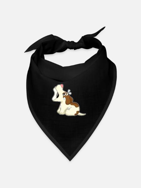 Hund Knochen - Bandana Dreieckstuch - Schwarz