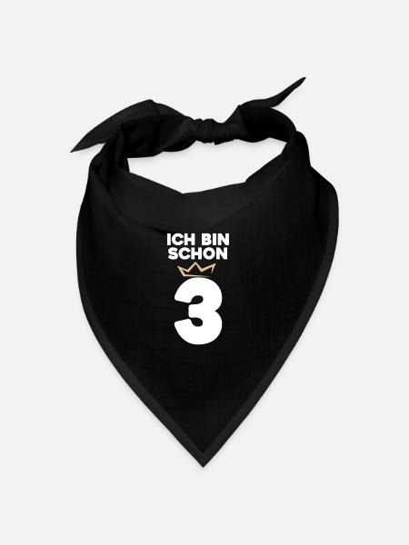 3 Geburtstag - 3 Jahre mit Krone - Bandana Dreieckstuch - Schwarz