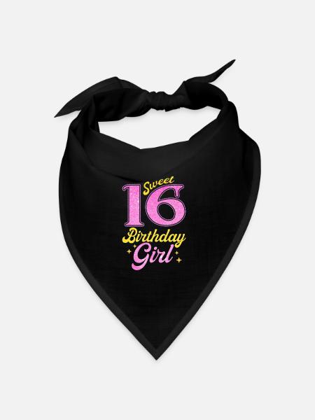 16. Geburtstag Mädchen - Bandana Dreieckstuch - Schwarz