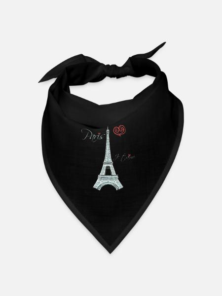 Eiffelturm Bonjour Paris Liebe Fahrrad Liebe aus F - Bandana Dreieckstuch - Schwarz