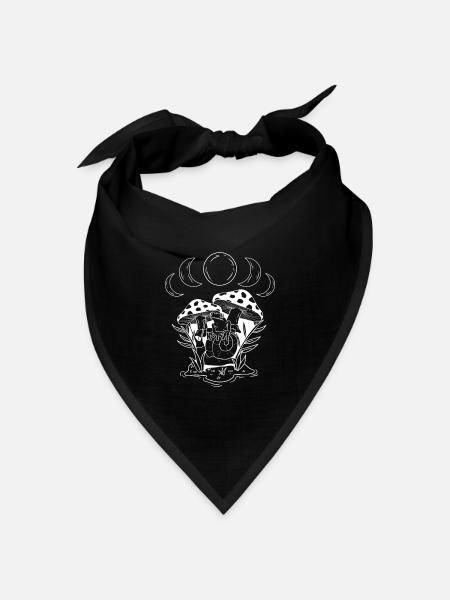 Aesthetic Goblincore und dunkler Cottagecore Pilz - Bandana Dreieckstuch - Schwarz