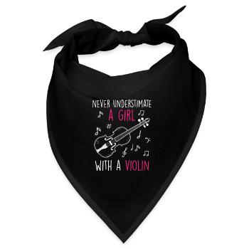 Unterschätze nicht ein Mädchen mit einer Geige - Bandana Dreieckstuch - Schwarz - Vorne