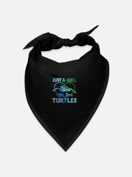 Turtle Cute Girl Love Turtles - Bandana Dreieckstuch - Schwarz