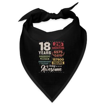 18 Years Awesome Retro 18. Geburtstag Countdown - Bandana Dreieckstuch - Schwarz - Vorne