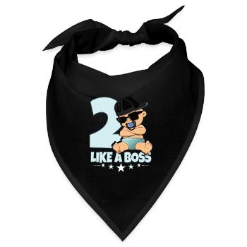 Baby Geburtstag Junge Mädchen 2 Jahre Like a Boss - Bandana Dreieckstuch - Schwarz - Vorne