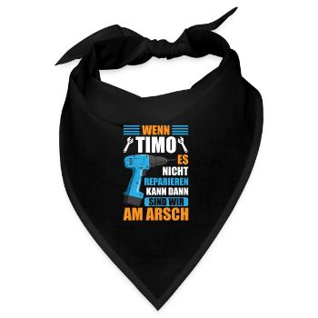 Timo Vorname Name Geburtstag Reparieren - Bandana Dreieckstuch - Schwarz - Vorne