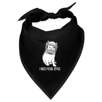 Katze Astronaut I Need More Space - Bandana Dreieckstuch - Schwarz - Vorne
