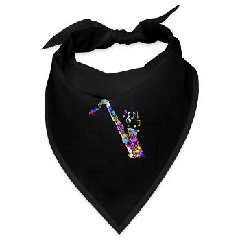 Jazz Band Orchester Ich spiele Saxophon - Bandana Dreieckstuch - Schwarz - Vorne