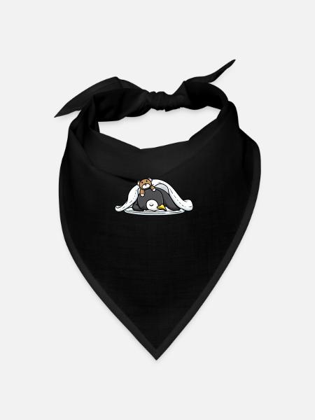 Lustiger Schlafender Pinguin Mit Schlafendem - Bandana Dreieckstuch - Schwarz